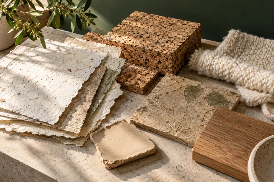 A collection of recycled and natural material samples