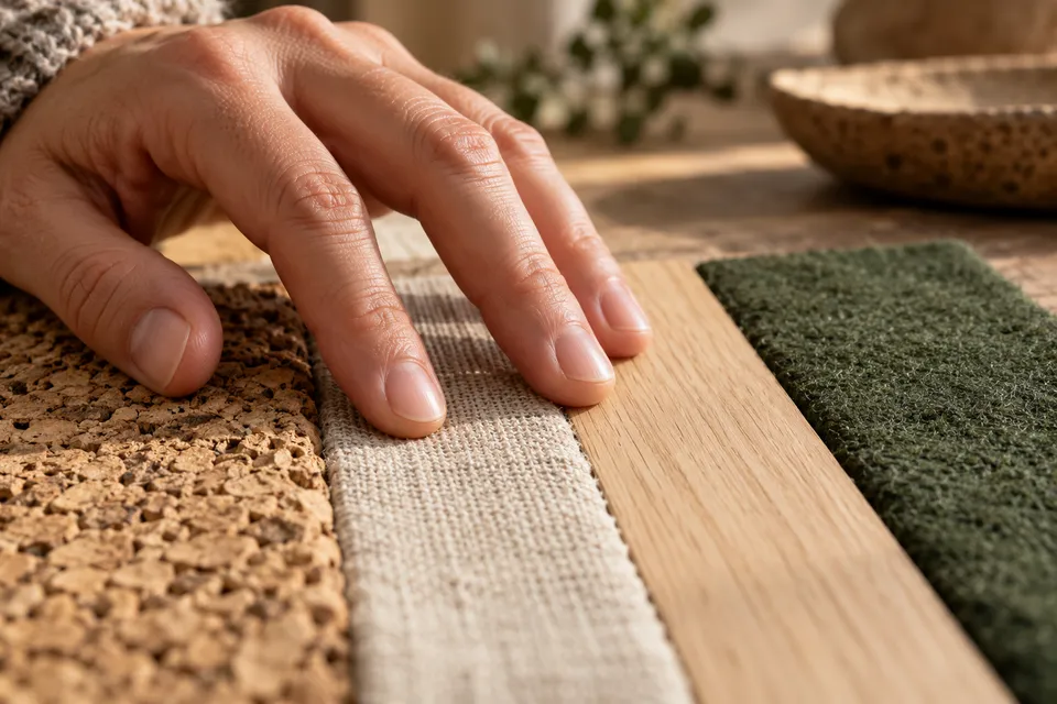 Fingers comparing the textures of different surfaces